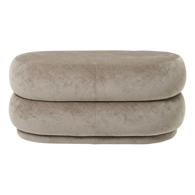 Ferm Living Beige Crushed Velvet Pouffe