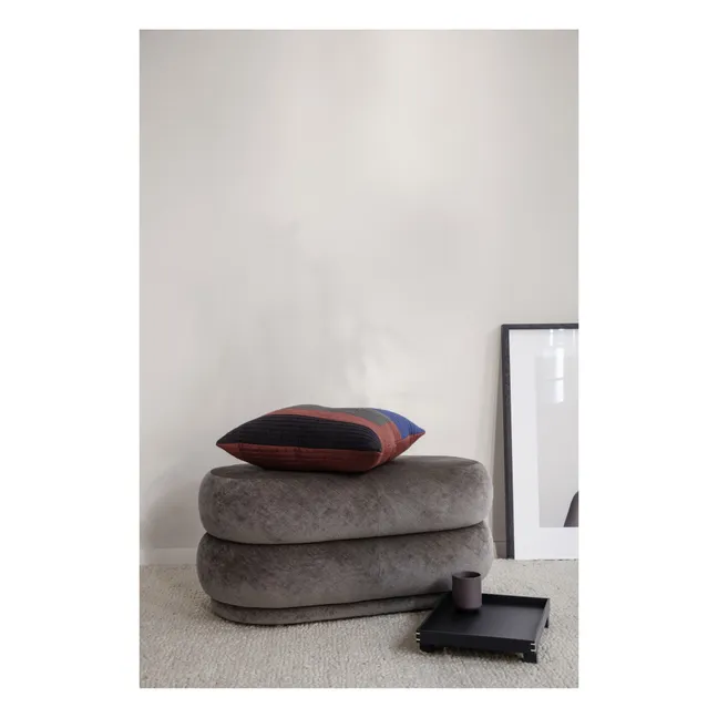 Pouf en velours dévoré | Beige