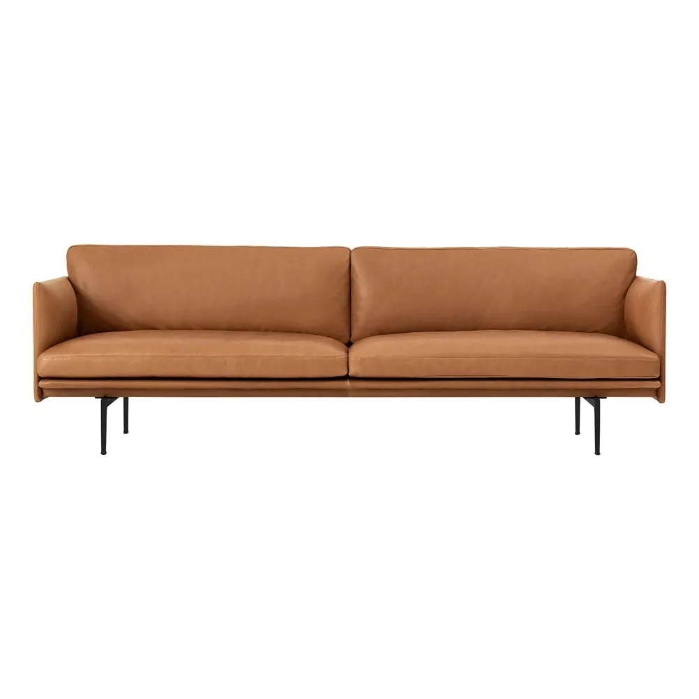 Canapé Outline en cuir 3 places | Cognac- Image produit n°0