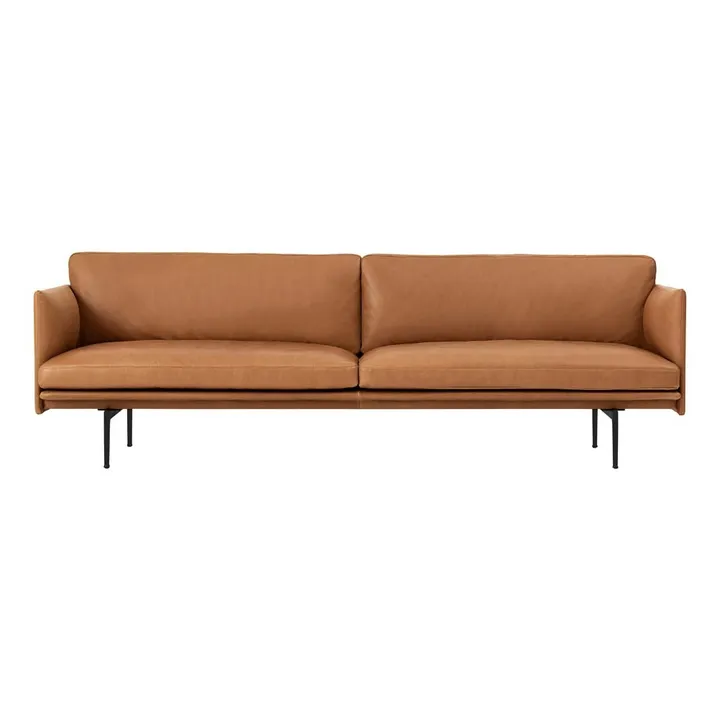 Canapé Outline en cuir 3 places | Cognac- Image produit n°0