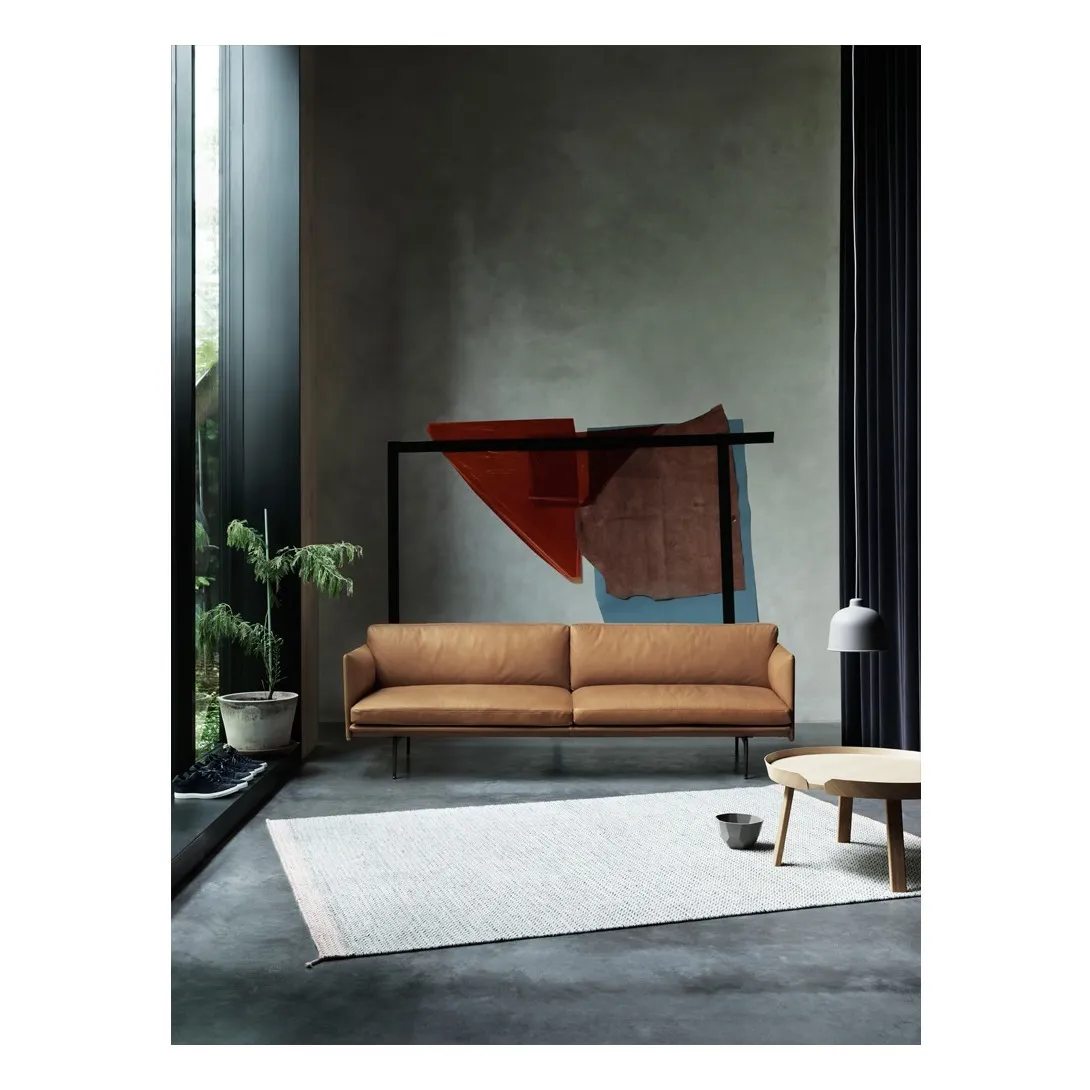 Canapé Outline en cuir 3 places | Cognac- Image produit n°1