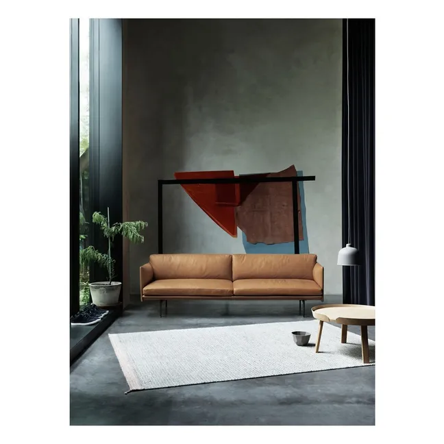 3-er Sofa Outline aus Leder  | Cognac-Farbe