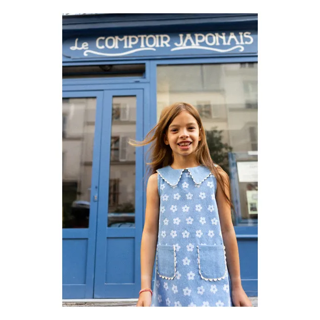 Robe Mitsette Fleurs Denim | Bleu Clair