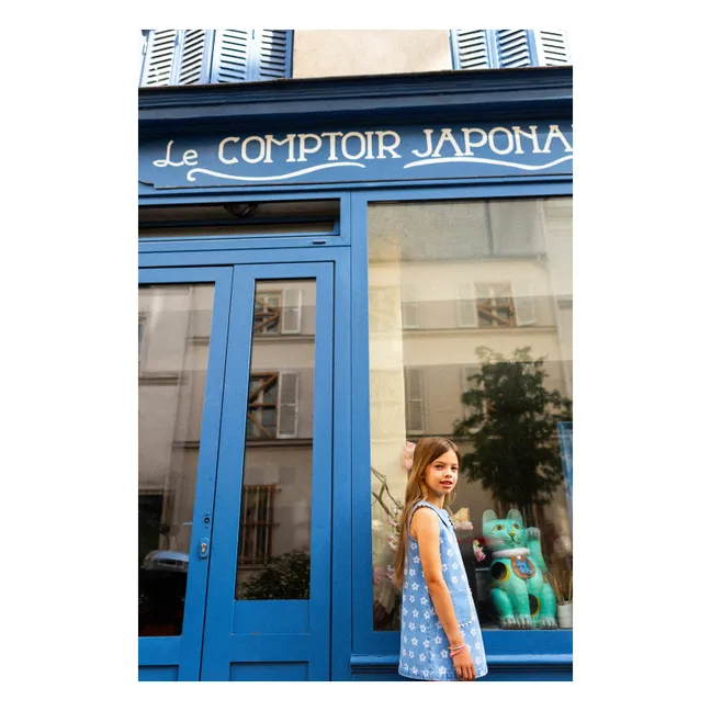 Robe Mitsette Fleurs Denim | Bleu Clair