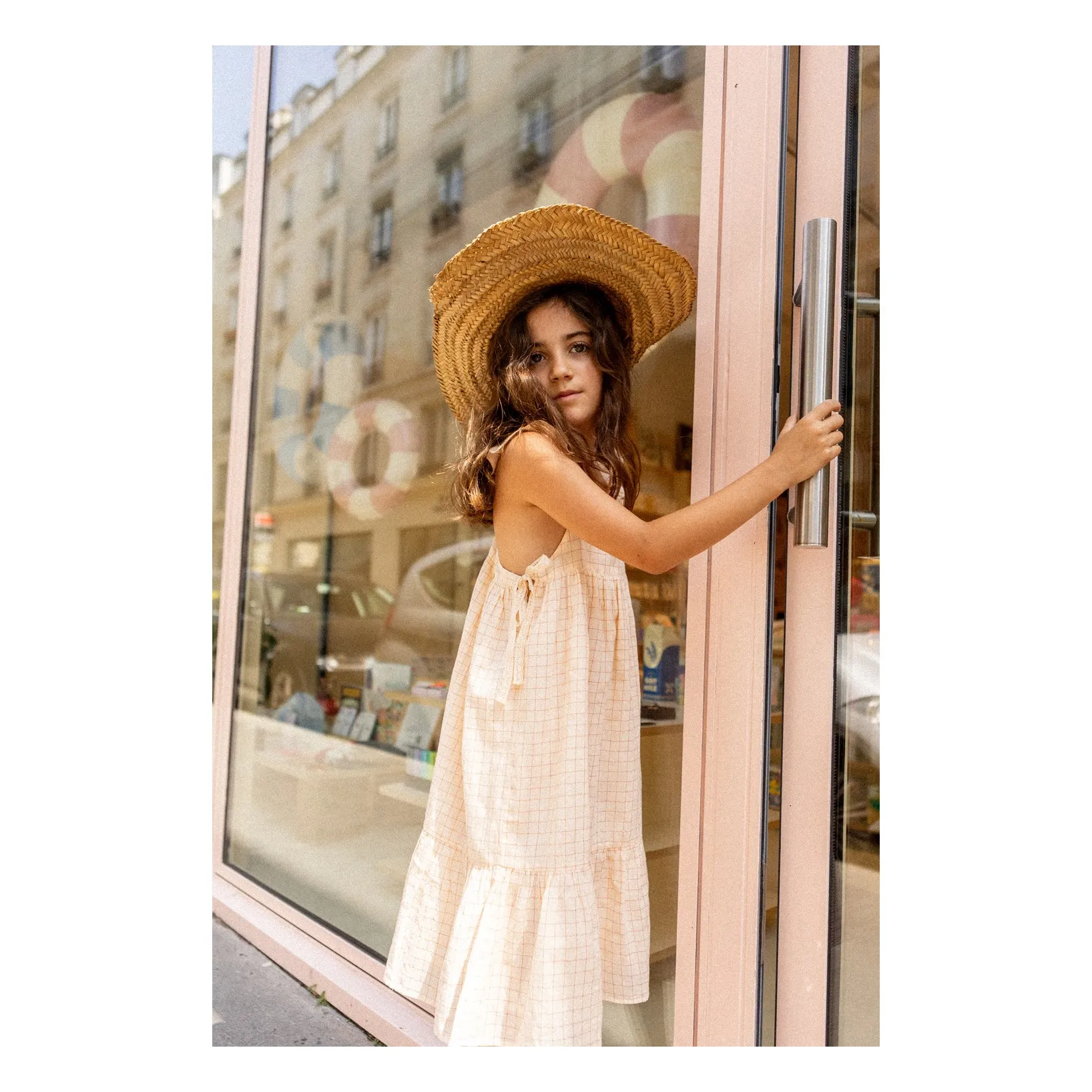 Robe Caitlyn Carreaux Lurex | Rose pâle- Image produit n°3