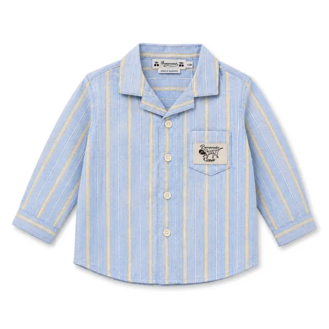 Chemise Maxime Rayée Coton Bio | Bleu Clair