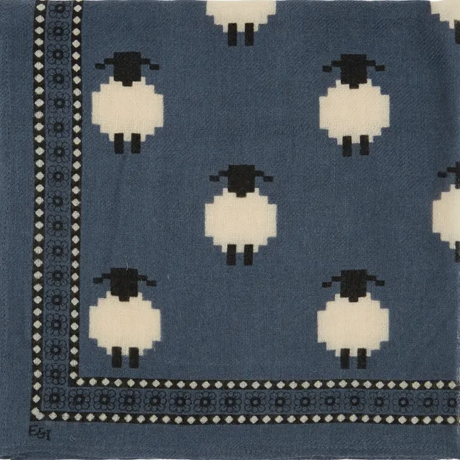 Foulard Moutons Laine | Bleu