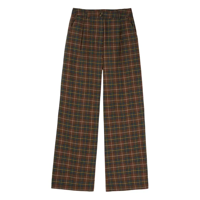 Pantalon Carreaux Ecome Flannelle | Kaki