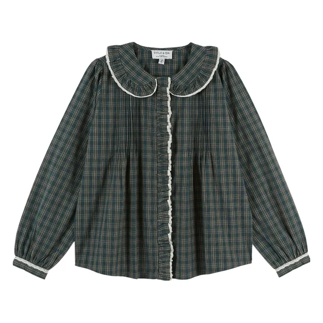 Blouse Carreaux Eboto | Vert forêt