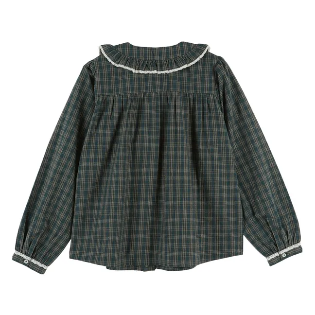 Blouse Carreaux Eboto | Vert forêt