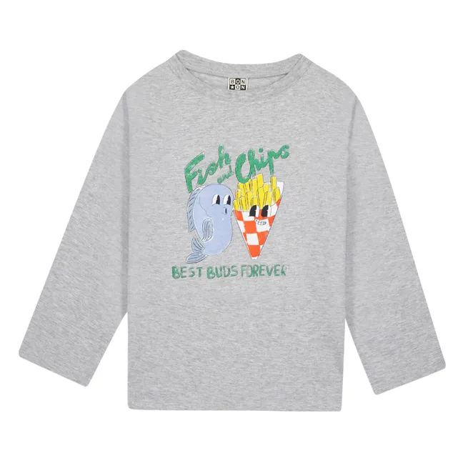 T-shirt Taxo Fish & Chips | Gris chiné