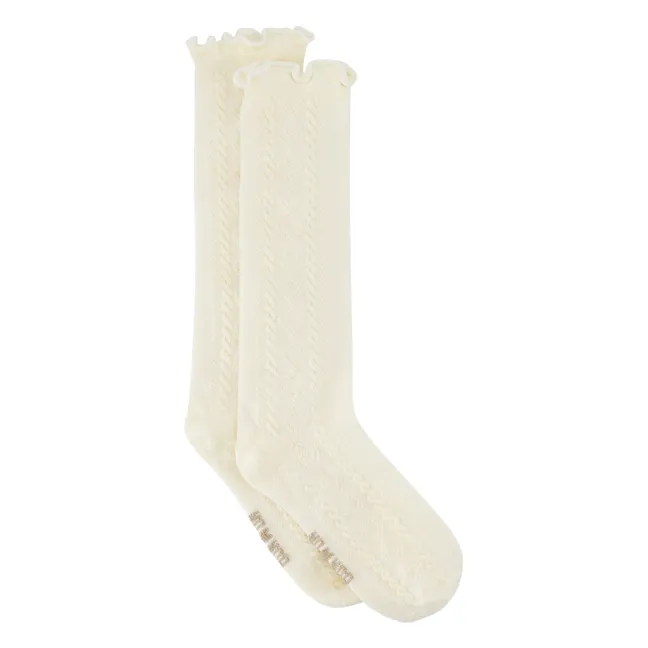 Chaussettes Torsadées Pantoufle | Ecru
