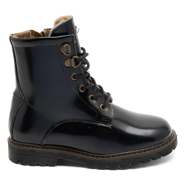 Maia Lamb Patent Leather Boots | Black