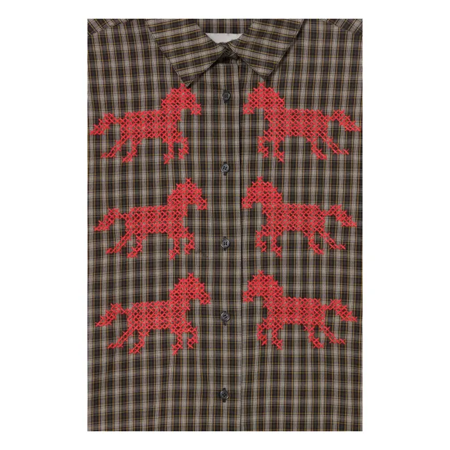 Chemise Chevaux Coton | Bleu marine