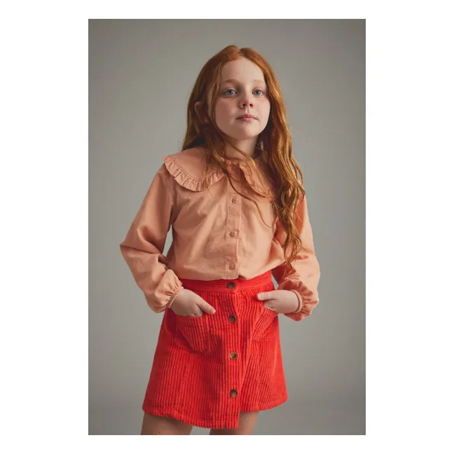Blouse Col Claudine Fleur | Rose pêche