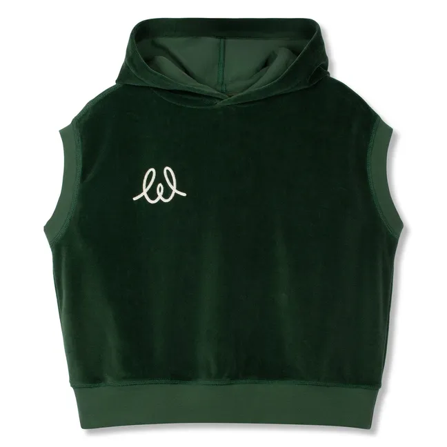 Sweat Capuche Sans Manches | Vert