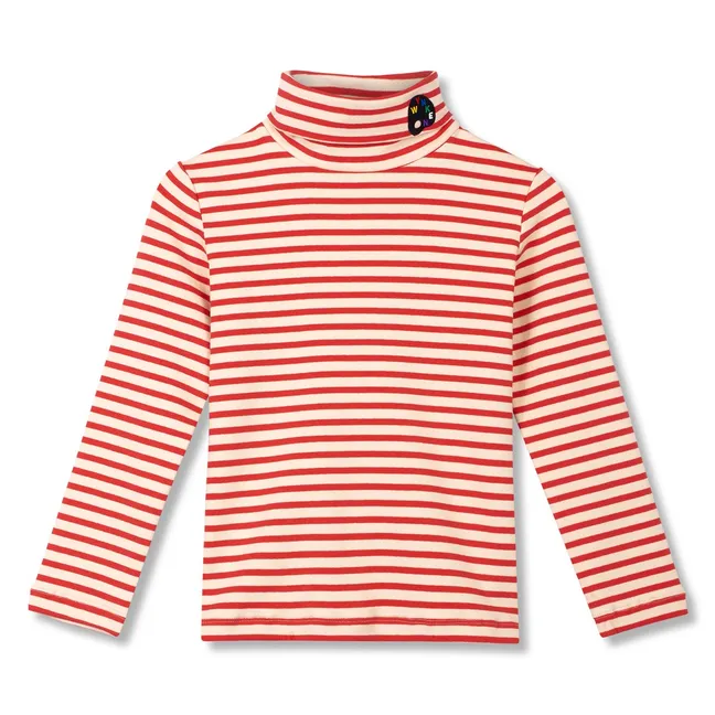 Striped turtleneck | Red