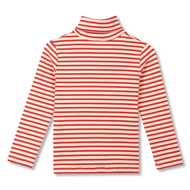 Striped turtleneck | Red