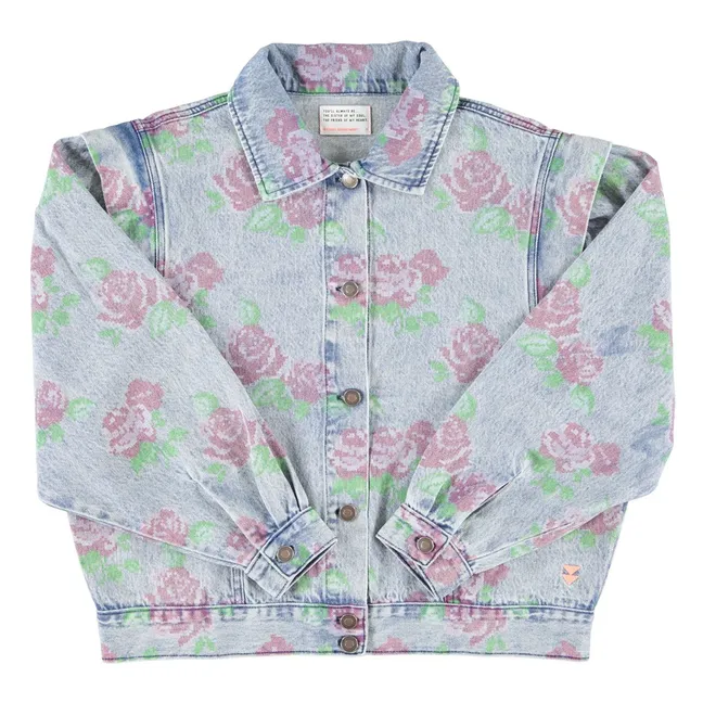 Veste Fleurs Coton | Bleu Clair