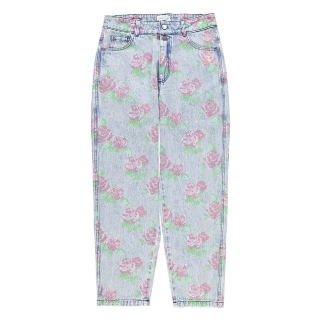 Jean Fleurs Coton | Bleu Clair