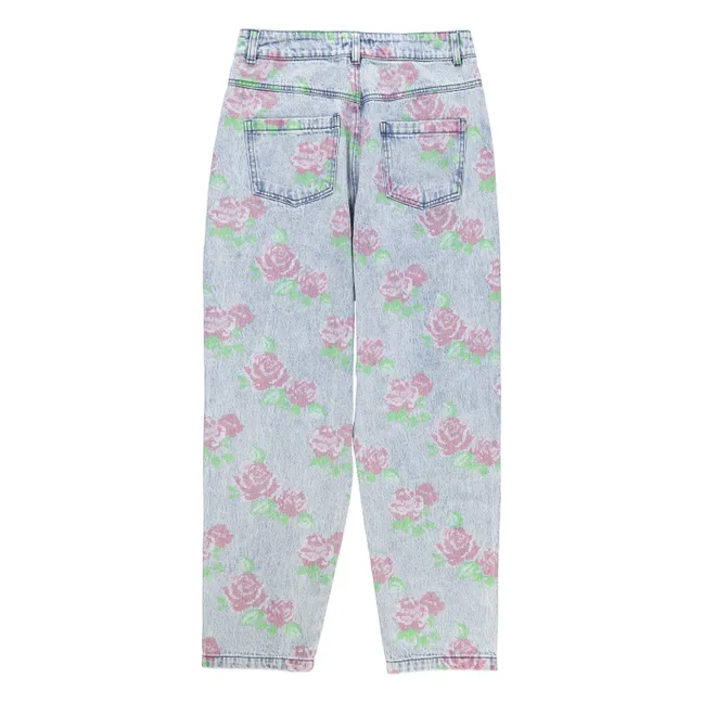 Jean Fleurs Coton | Bleu Clair