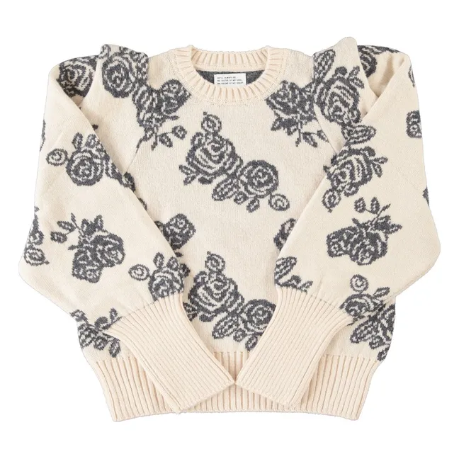 Pull Fleurs Laine | Ecru
