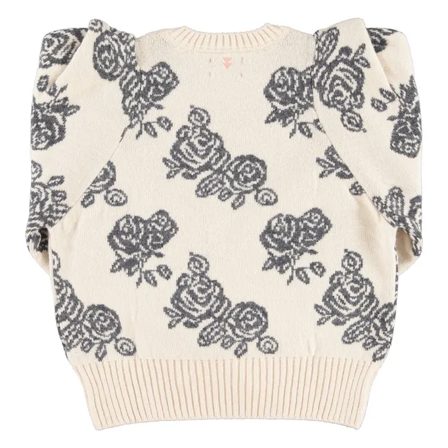 Pull Fleurs Laine | Ecru