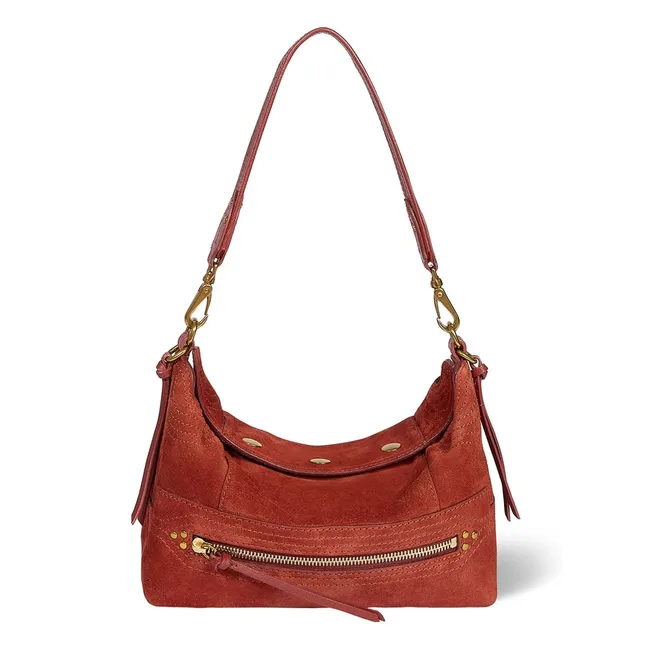 Sac Lucky Hobo Small Croute Velours | Rouille
