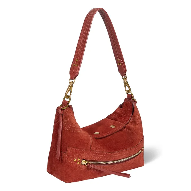 Sac Lucky Hobo Small Croute Velours | Rouille