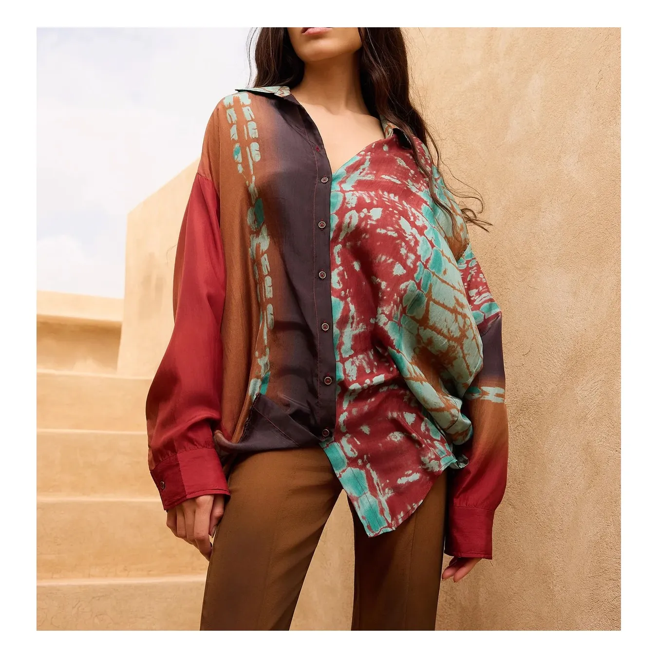 Chemise Plis Soie | Rouge- Image produit n°1