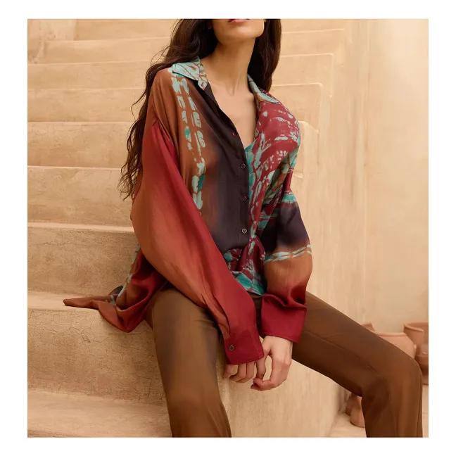 Chemise Plis Soie | Rouge