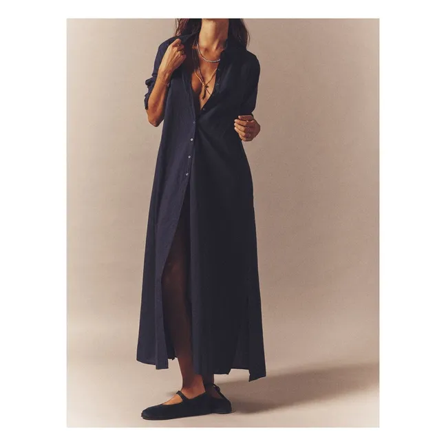 Robe Boden Popeline de Coton | Bleu marine