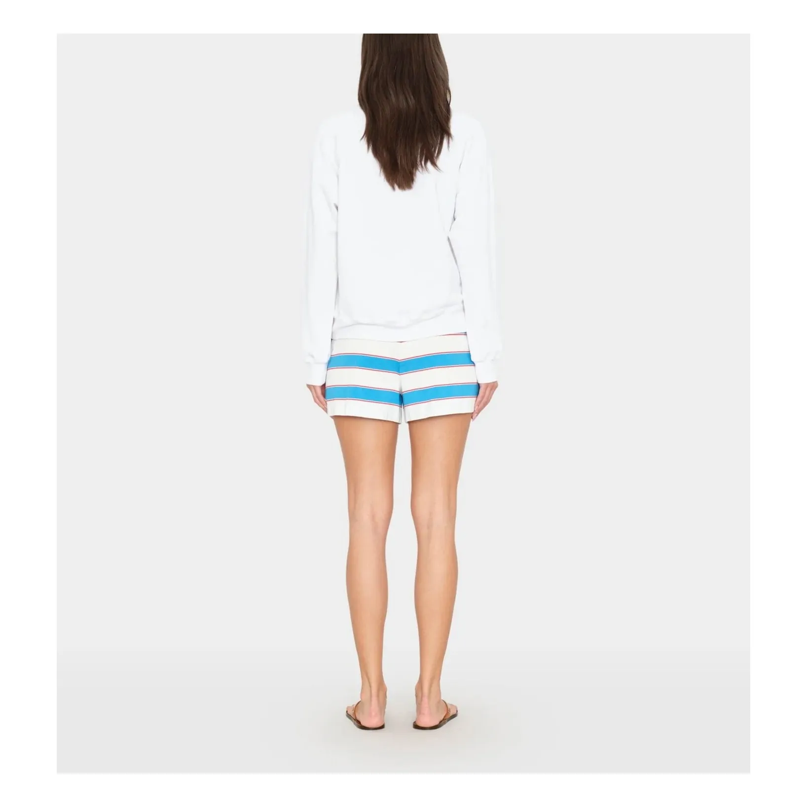 Short Rayures Cassie Coton | Bleu- Image produit n°1