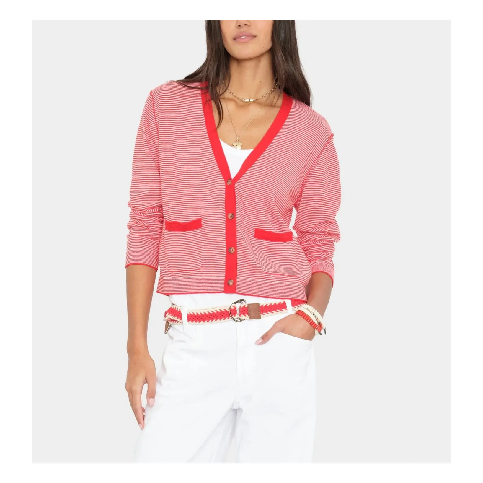 Cardigan Ashton Coton et Cachemire | Rouge- Image produit n°1