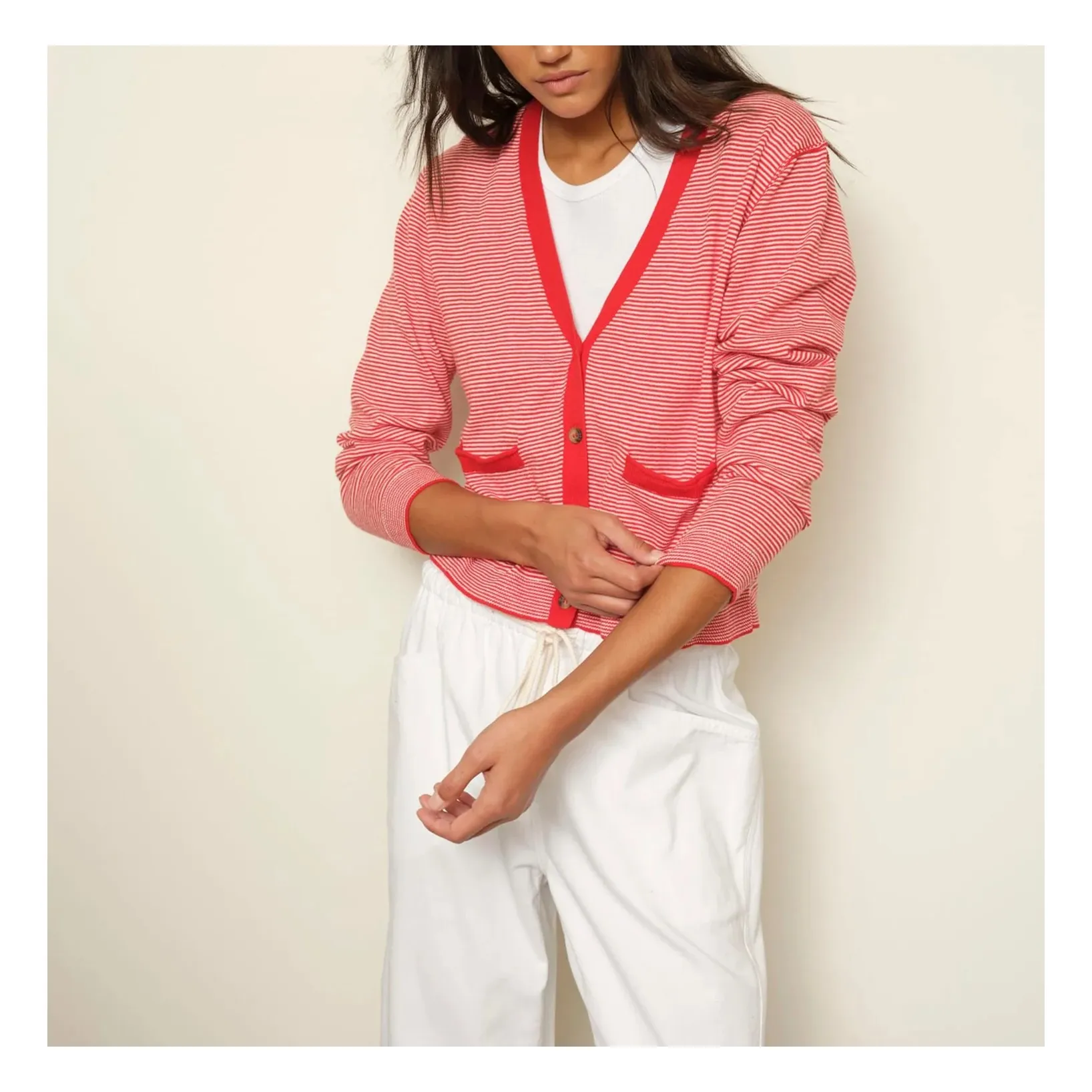 Cardigan Ashton Coton et Cachemire | Rouge- Image produit n°3