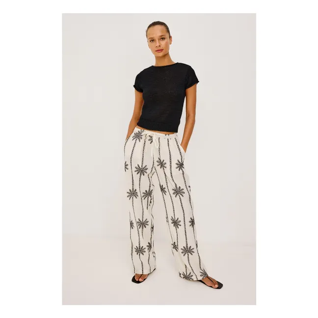 Pantalon Broderies Emmie Lin | Blanc