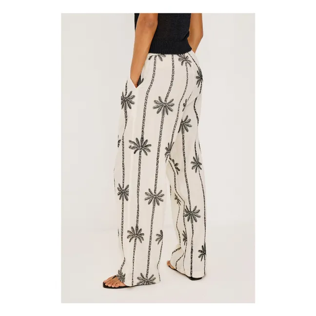 Pantalon Broderies Emmie Lin | Blanc