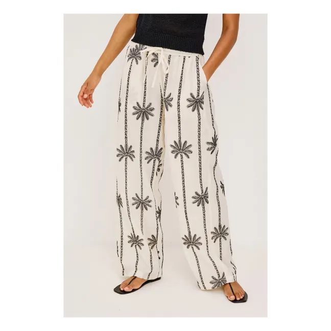 Pantalon Broderies Emmie Lin | Blanc