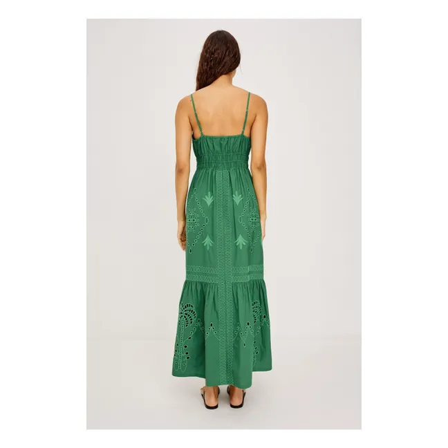 Robe Broderies Blair Popeline de Coton | Vert