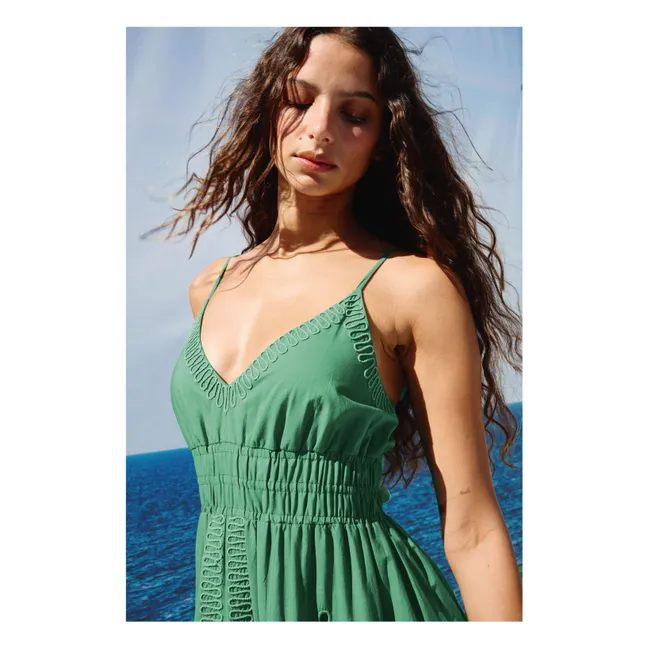 Robe Broderies Blair Popeline de Coton | Vert