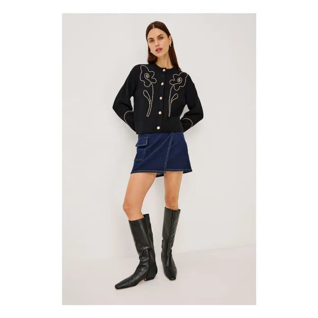 Gilet Western Floral | Noir