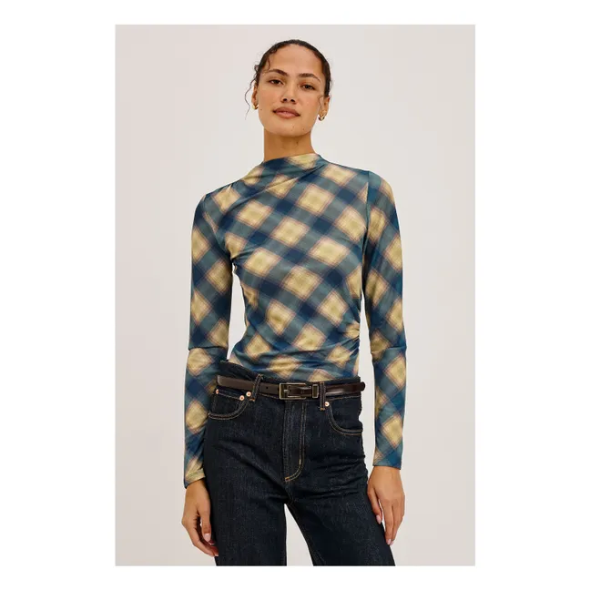 T-Shirt Carreaux Joelle | Bleu