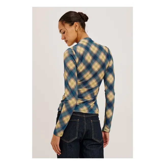 T-Shirt Carreaux Joelle | Bleu