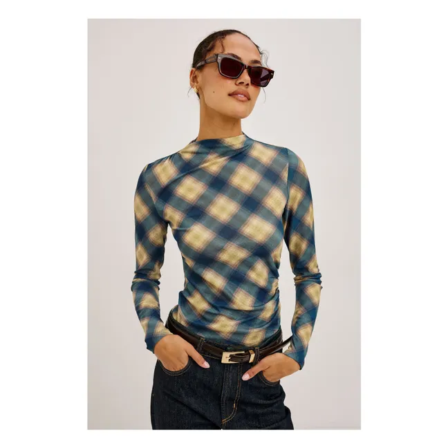 T-Shirt Carreaux Joelle | Bleu