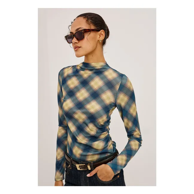 T-Shirt Carreaux Joelle | Bleu