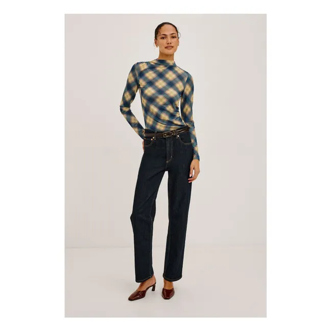 T-Shirt Carreaux Joelle | Bleu