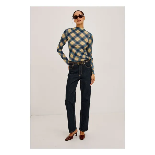 T-Shirt Carreaux Joelle | Bleu