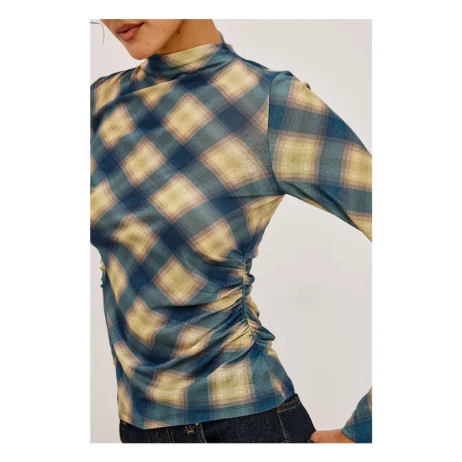 T-Shirt Carreaux Joelle | Bleu