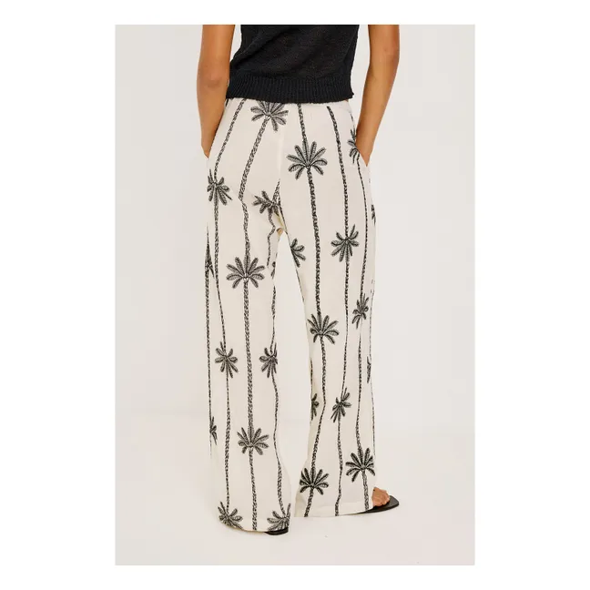 Pantalon Broderies Emmie Lin | Blanc