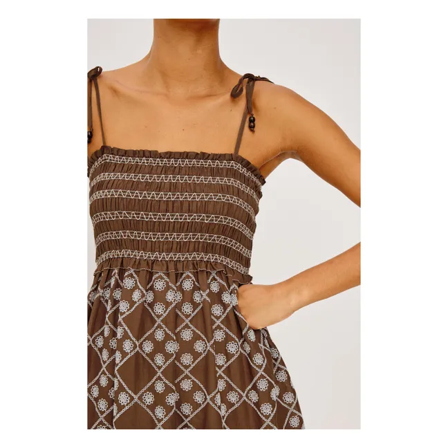 Robe Broderies Becca Coton | Chocolat